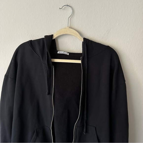 Reformation Paige Zip Hoodie in Black Size Medium - Picture 7 of 12